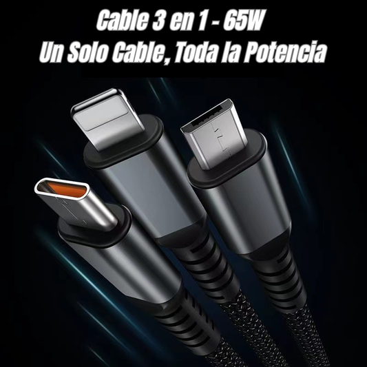 Cable 3 en 1 - Super Carga Rápida 65W