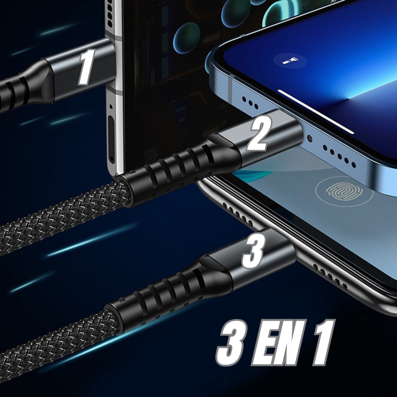 Cable 3 en 1 - Super Carga Rápida 65W